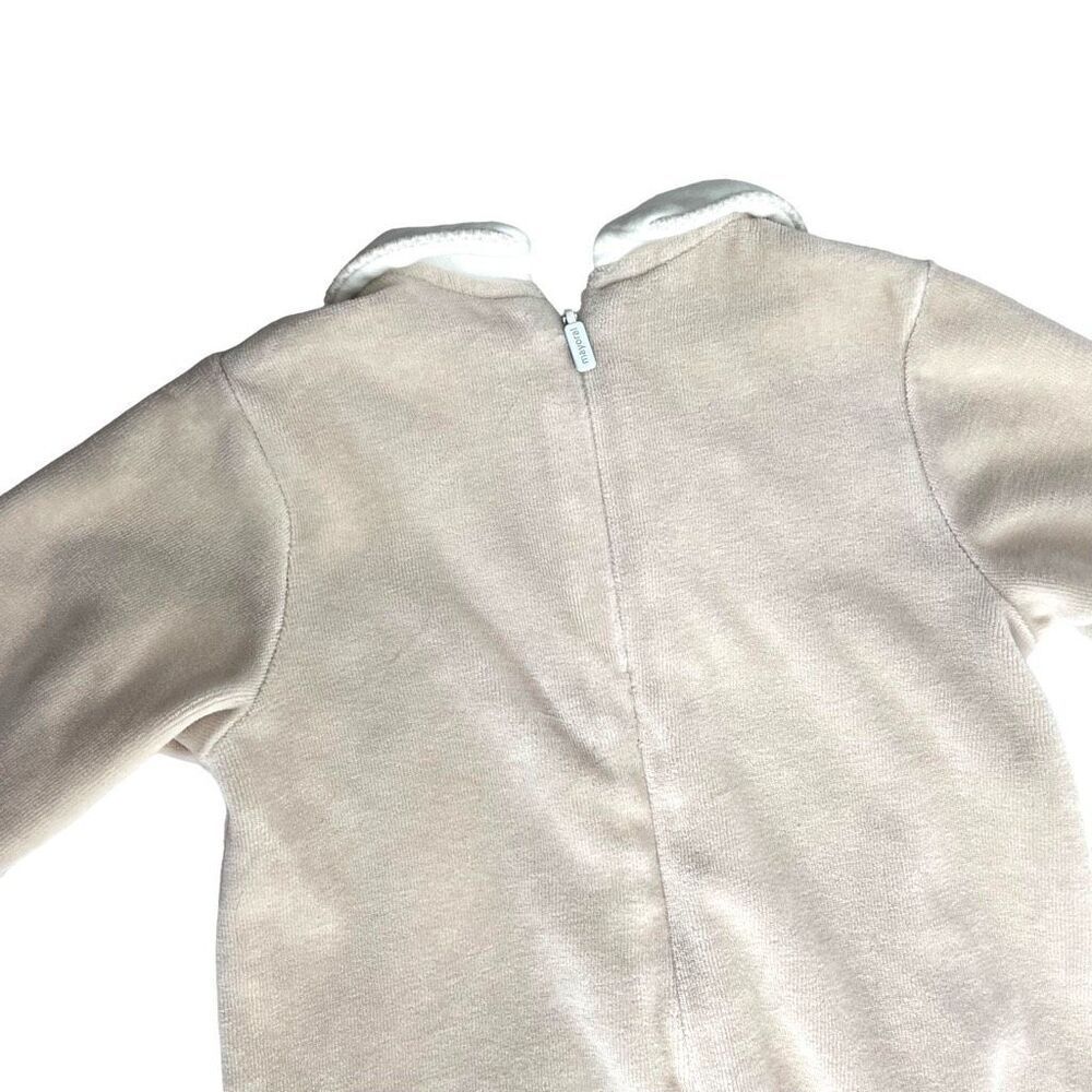 Mayoral velvet‎ footie pajama bodysuit Size 6-9M neutral beige sheep - Picture 6 of 10